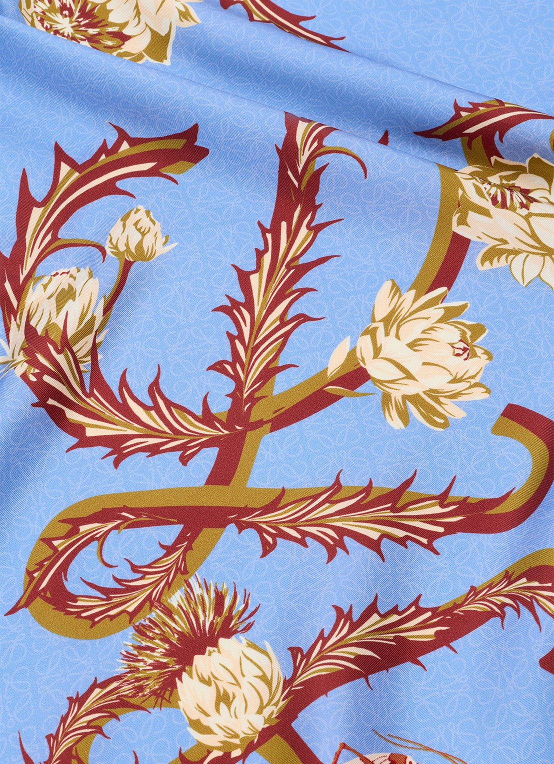 LOEWE Reversible sjaal van zijde met logoprint 90 x 90 cm - detail 4 blauw
