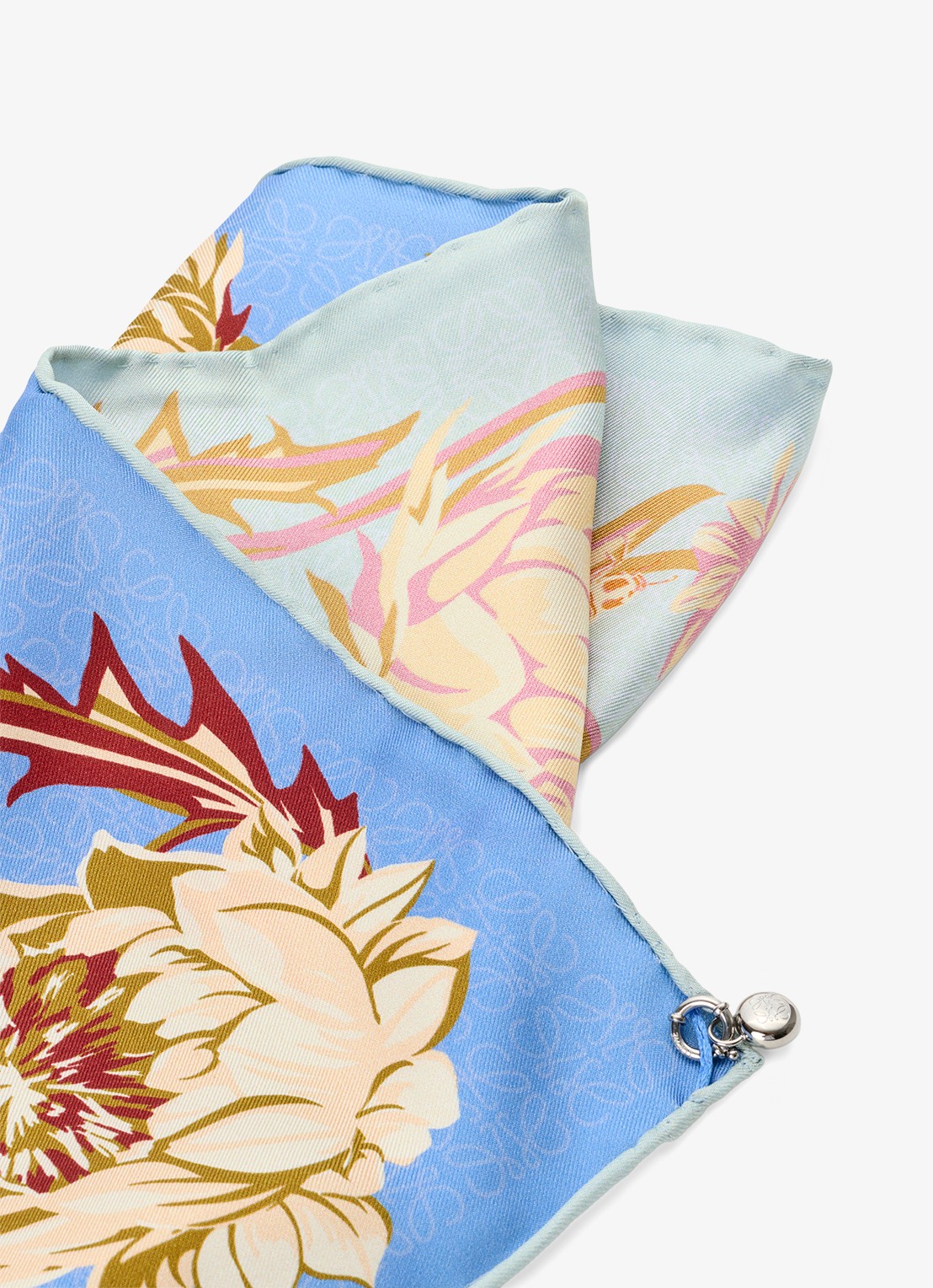 LOEWE Reversible sjaal van zijde met logoprint 90 x 90 cm - detail 5 blauw