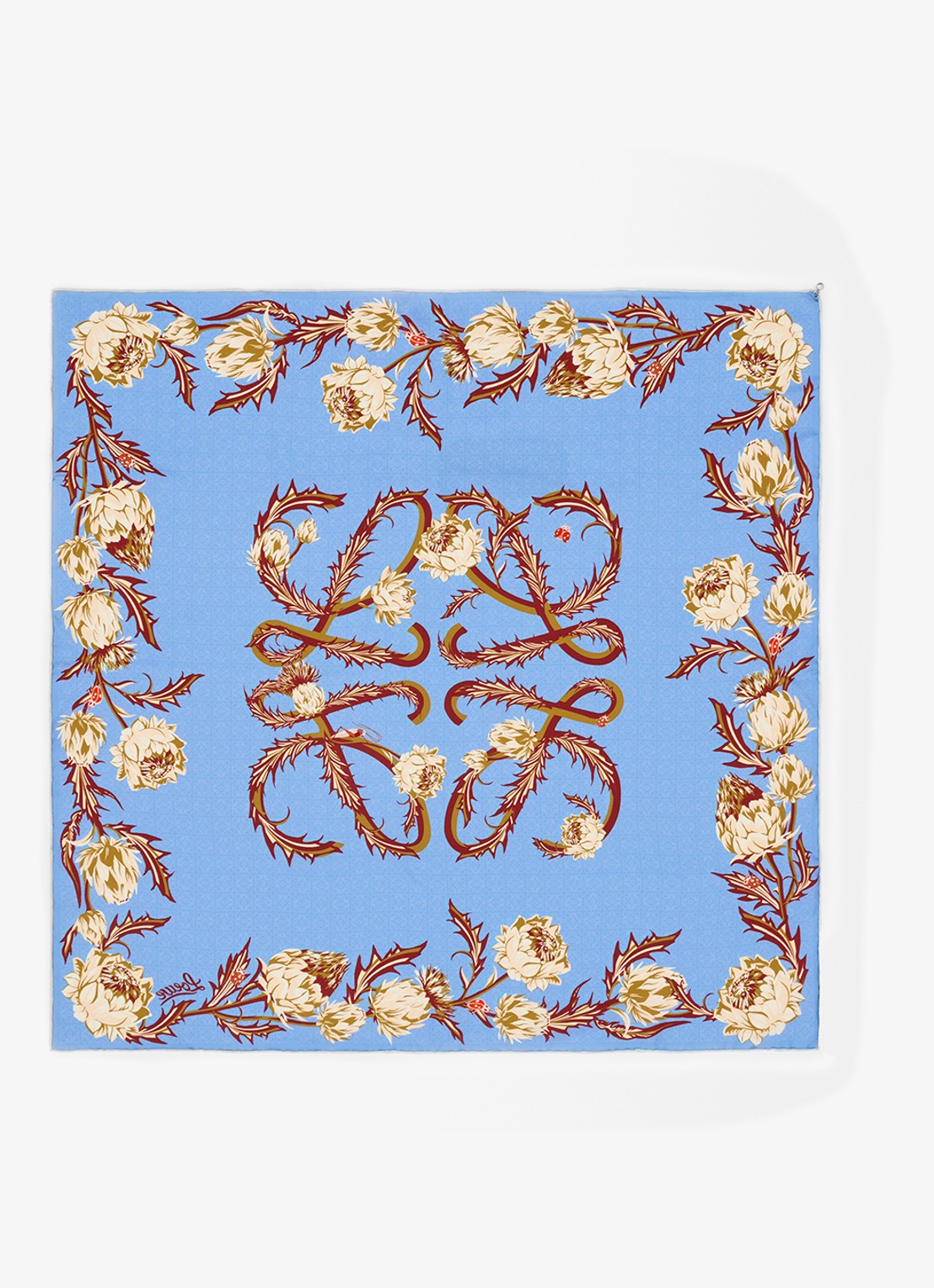LOEWE Reversible sjaal van zijde met logoprint 90 x 90 cm - voorkant 2 blauw
