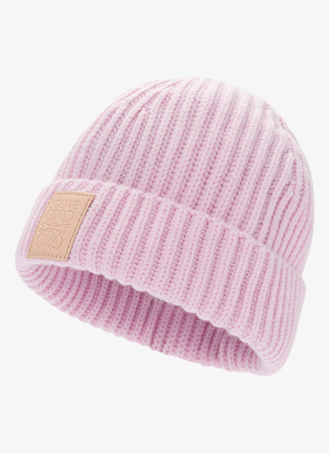 LOEWE Ribgebreide muts van kasjmier met logo - voorkant 4 lichtroze