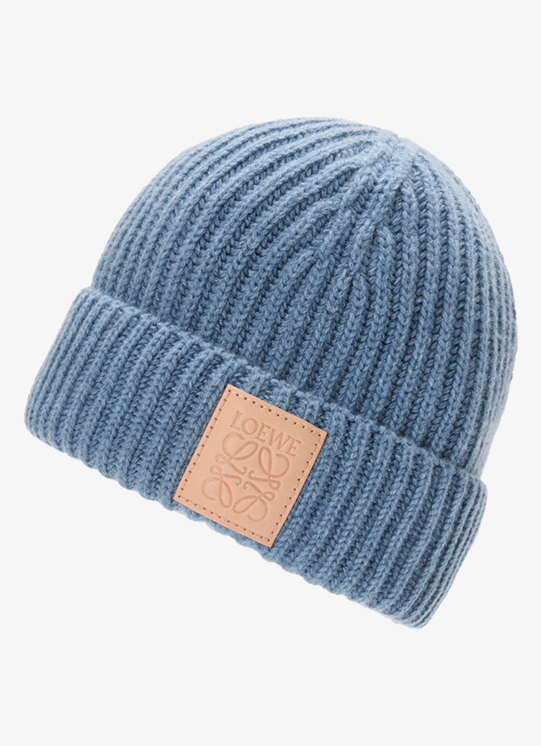 LOEWE Ribgebreide muts van kasjmier met logo - detail donkerblauw