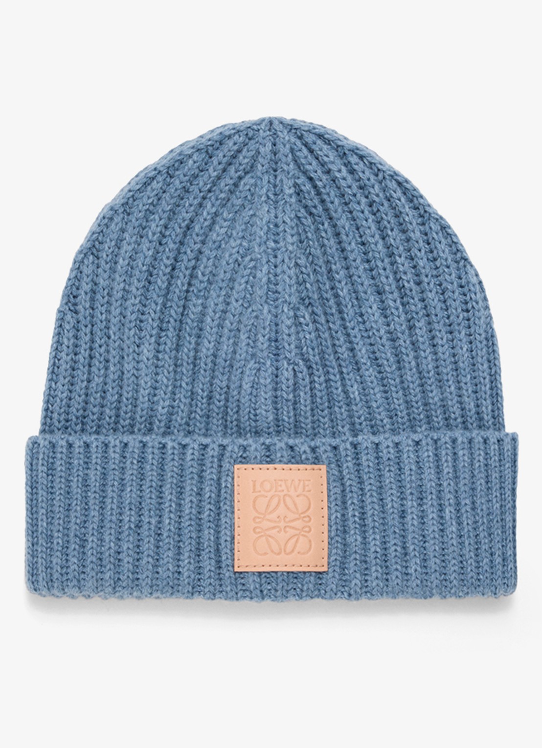 LOEWE Ribgebreide muts van kasjmier met logo - voorkant 3 donkerblauw