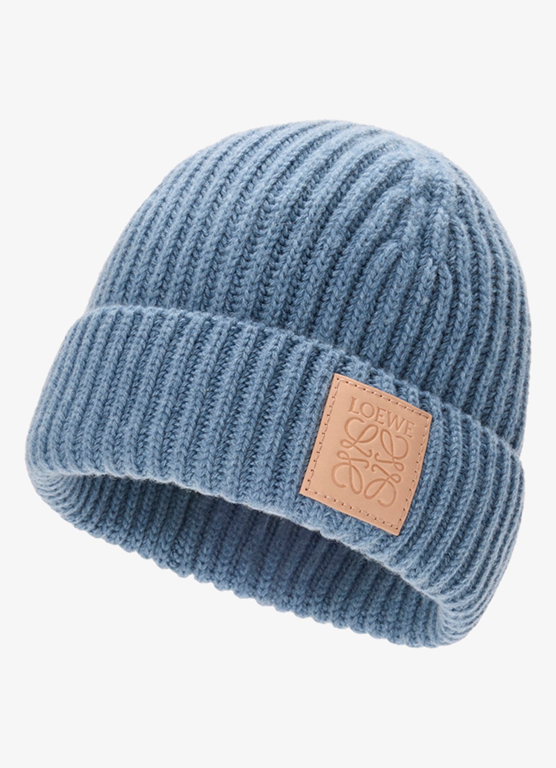 LOEWE Ribgebreide muts van kasjmier met logo - voorkant 4 donkerblauw