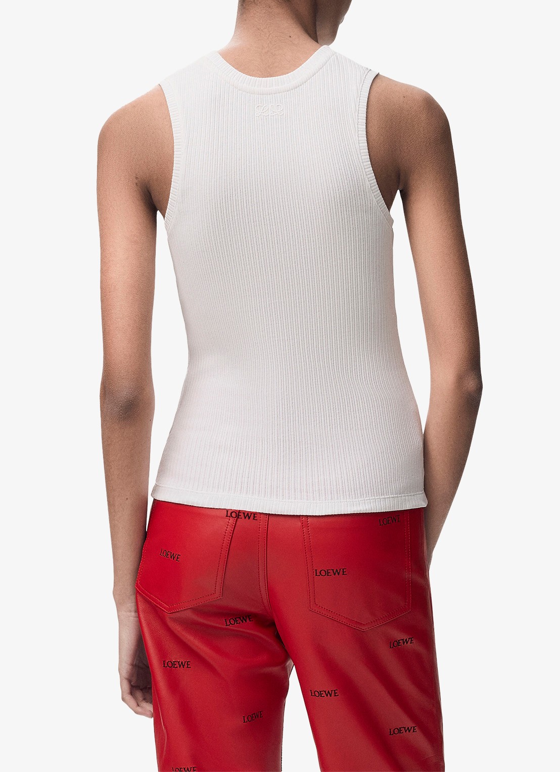 LOEWE Ribgebreide tanktop met logo - achterkant wit