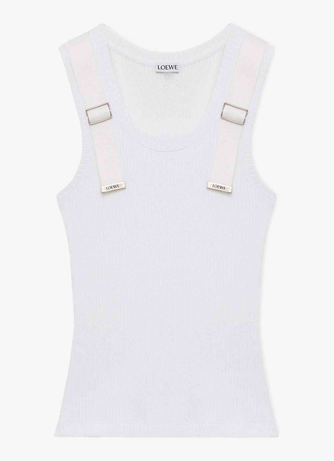 LOEWE Ribgebreide tanktop met logo - voorkant 2 wit