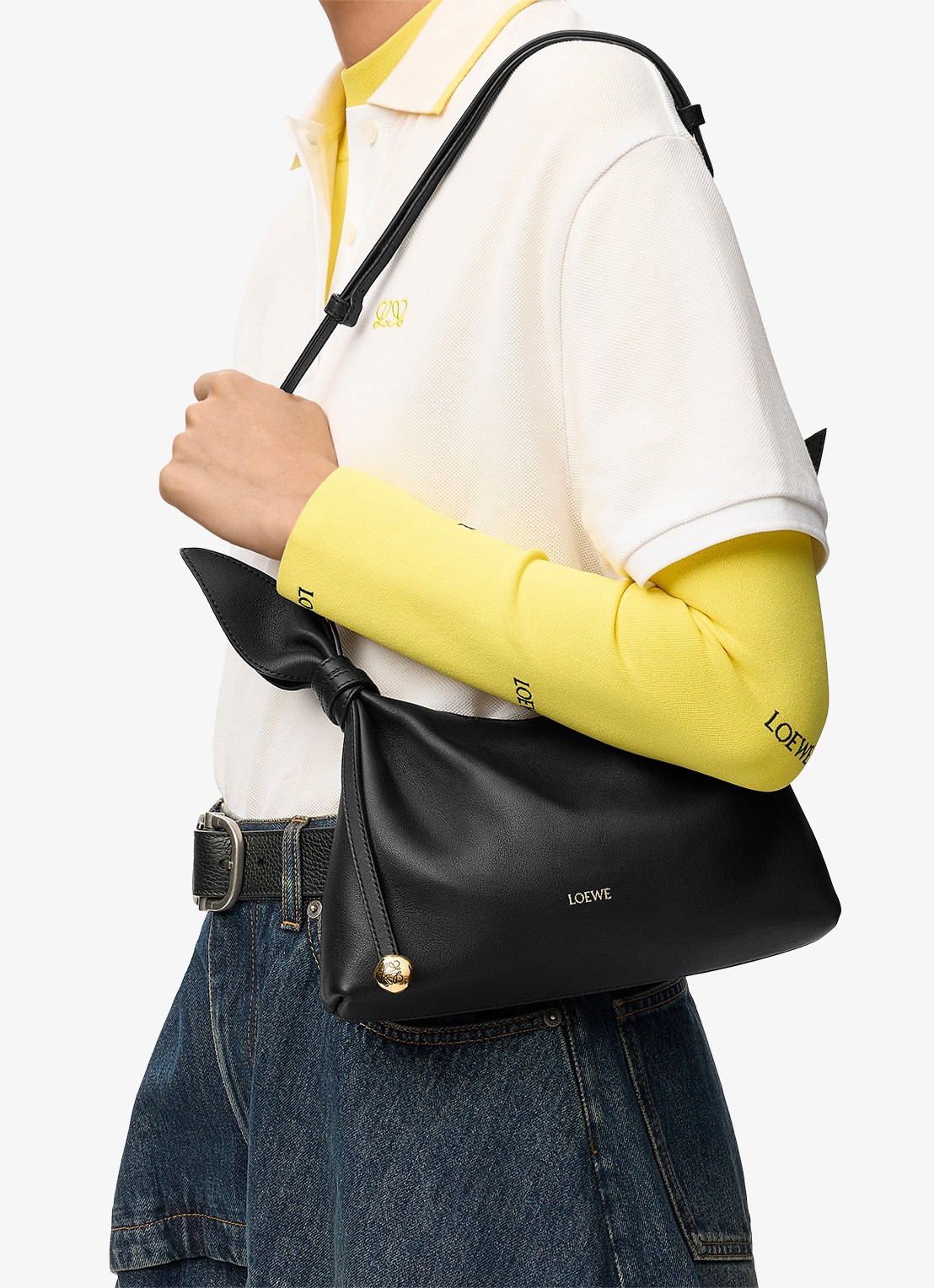 LOEWE Scarf Mini schoudertas van kalfsleer  - voorkant 3 zwart