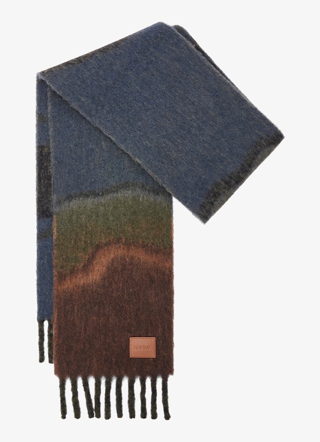 LOEWE Sjaal in alpaca wolblend met print 185 x 23 cm - voorkant donkerblauw