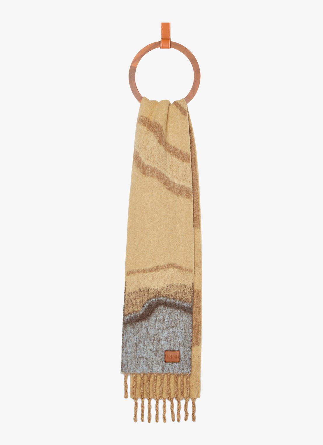 LOEWE Sjaal in alpaca wolblend met print 185 x 23 cm - detail 4 camel