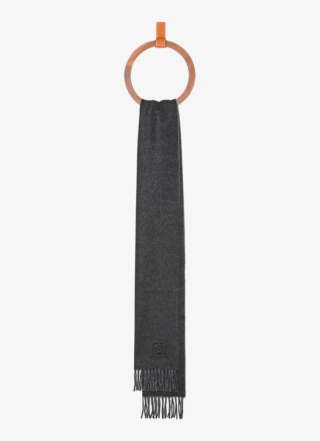 LOEWE Sjaal in kasjmierblend 180 x 28 cm - voorkant 2 grijsmele