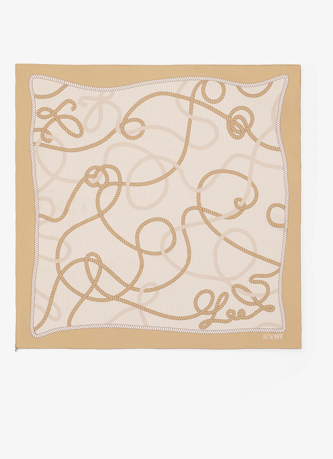 LOEWE Sjaal van zijde met print 90 x 90 cm - voorkant 2 beige