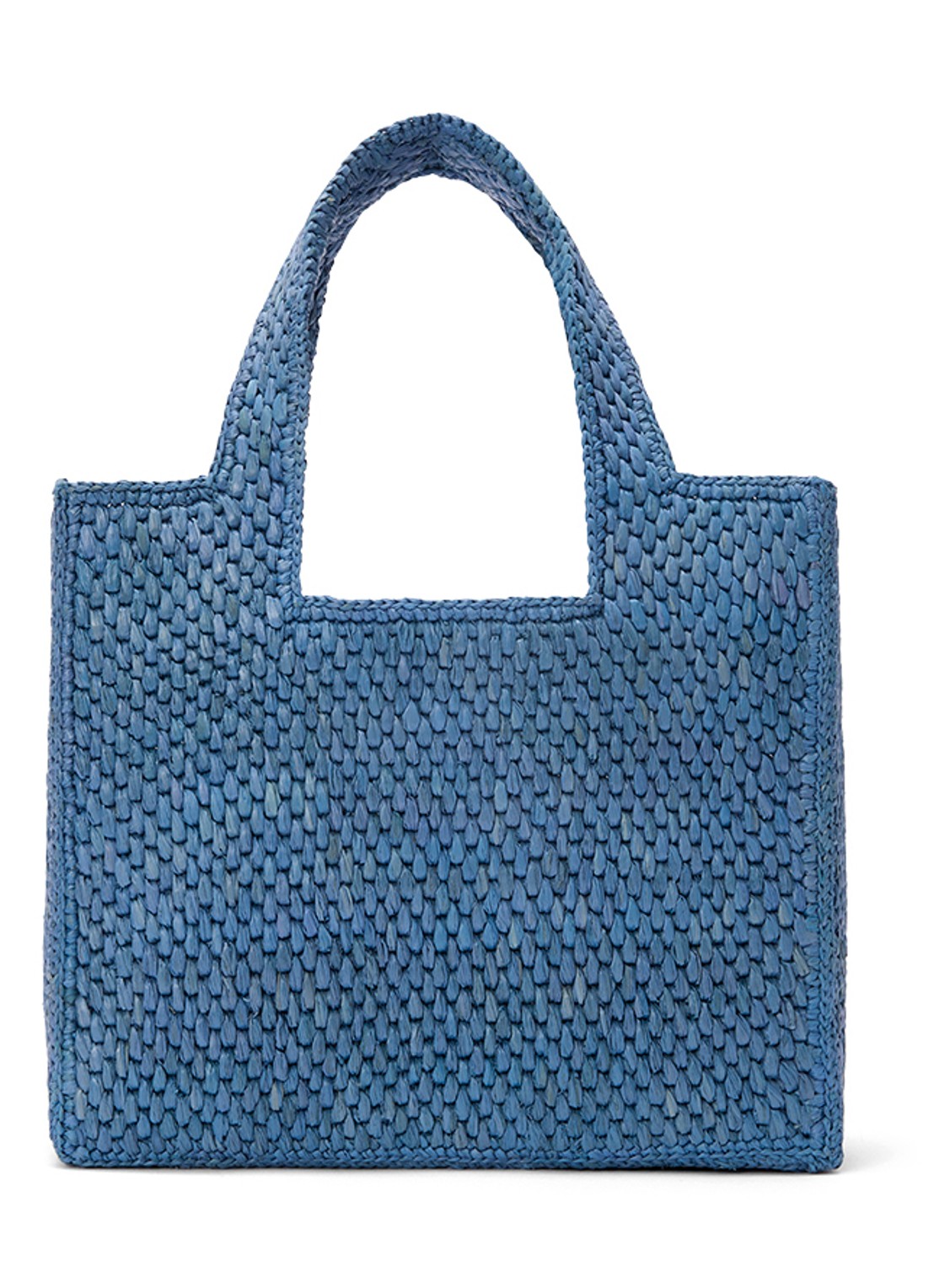 LOEWE Small shopper van raffia met logoborduring - achterkant 5 blauw