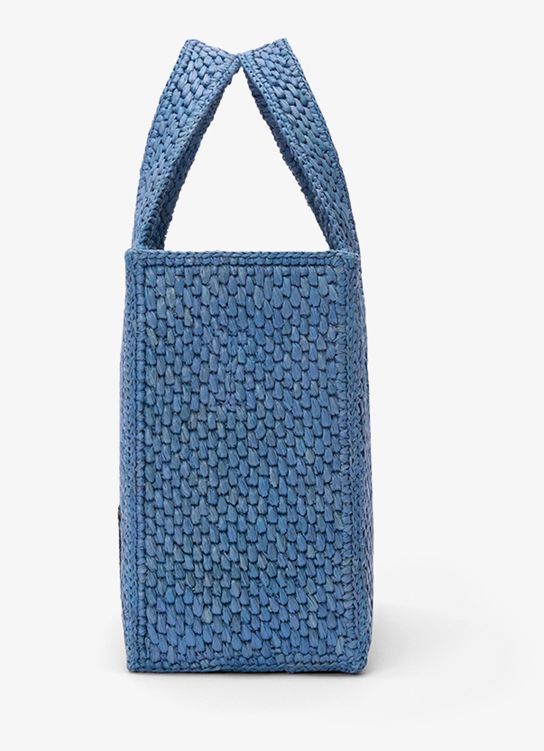 LOEWE Small shopper van raffia met logoborduring - detail blauw