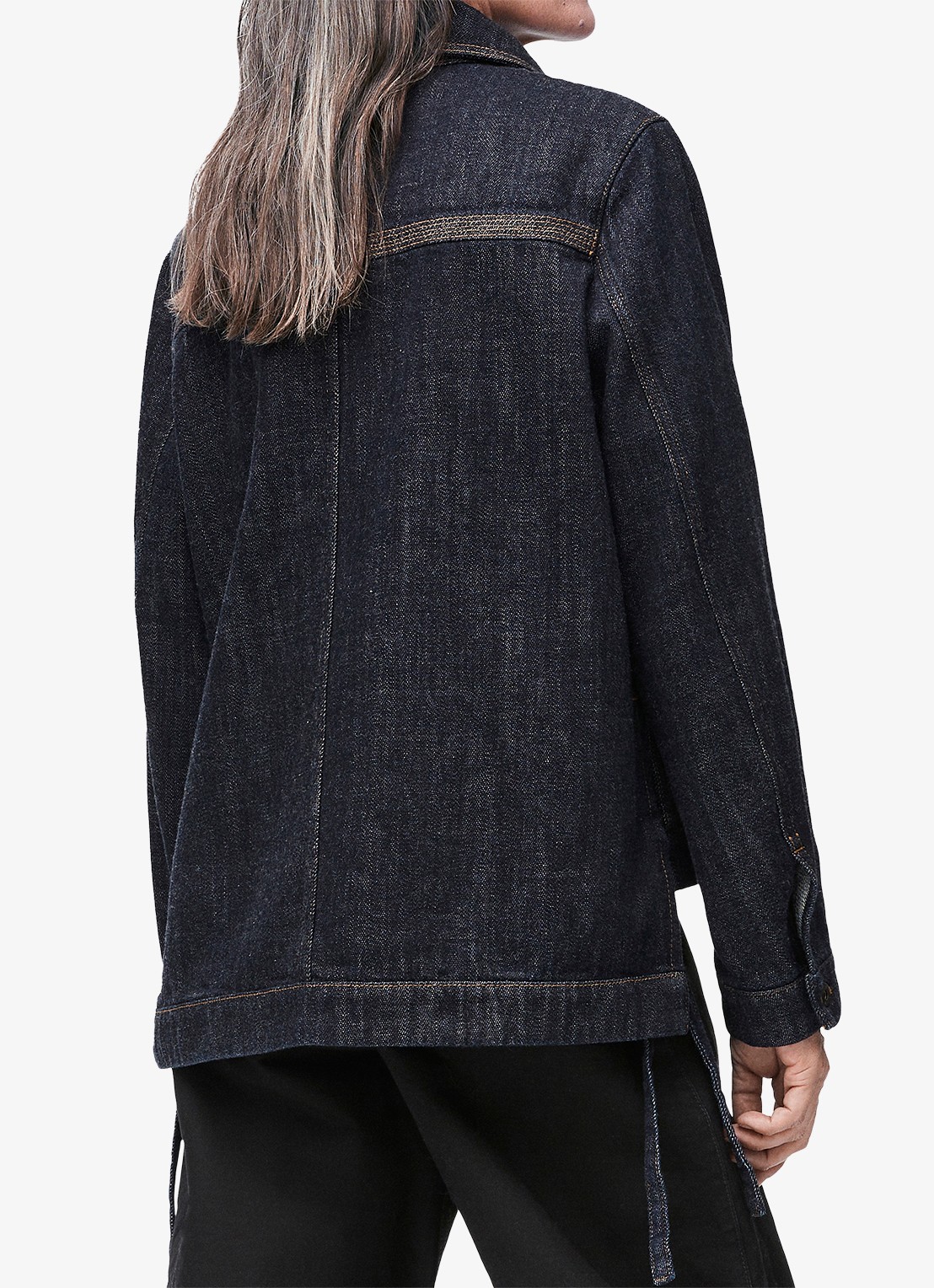 LOEWE Spijkerjas met details van kalfsleer - achterkant 5 indigo