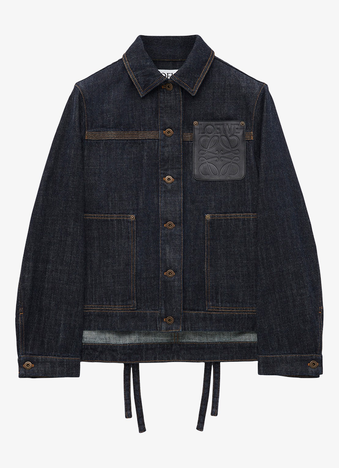 LOEWE Spijkerjas met details van kalfsleer - voorkant indigo