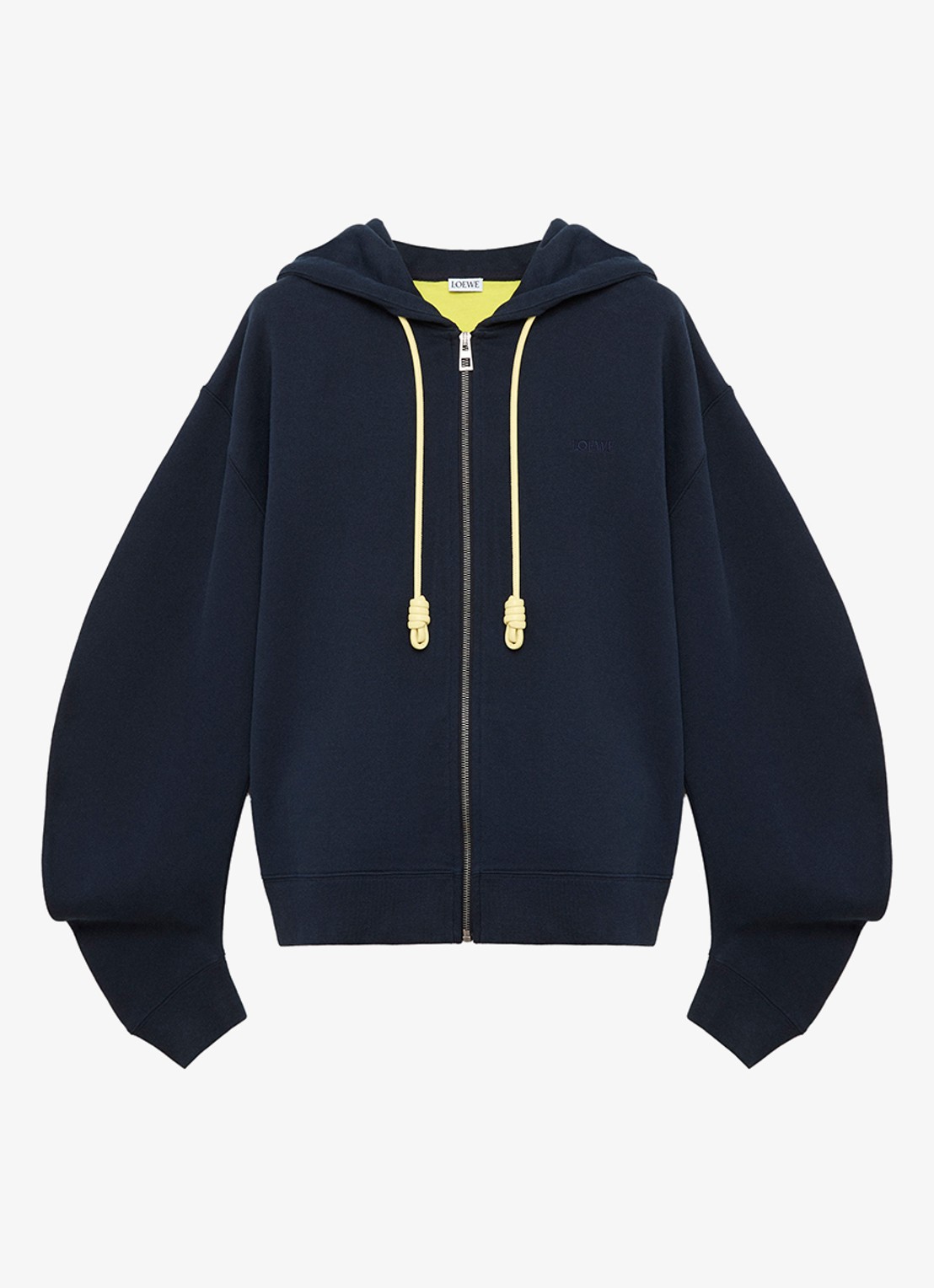 LOEWE Sweatvest met logoborduring en ballonmouw - voorkant 2 donkerblauw