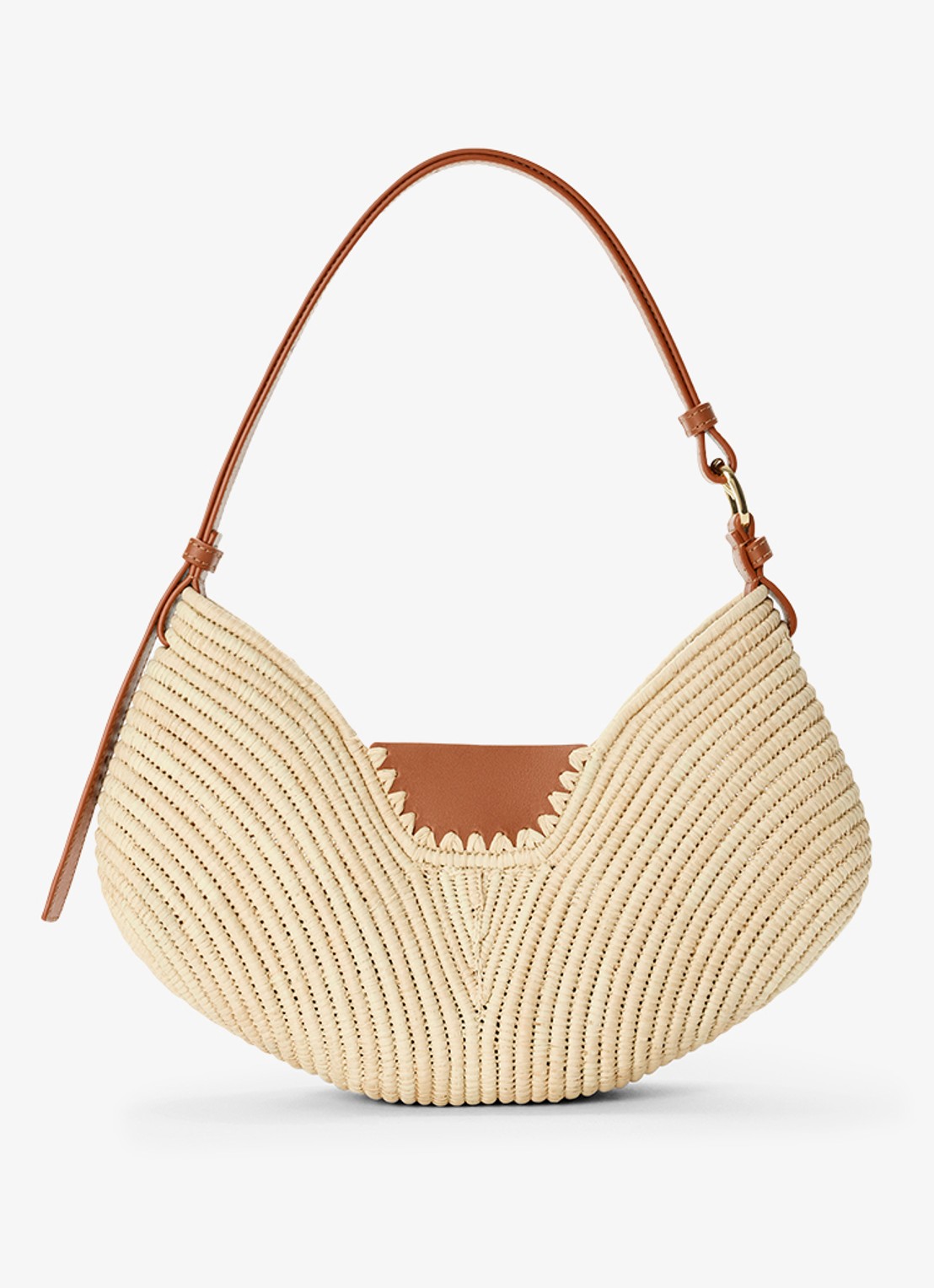 LOEWE Swing Medium schoudertas van raffia met kalfsleren details - achterkant 6 beige