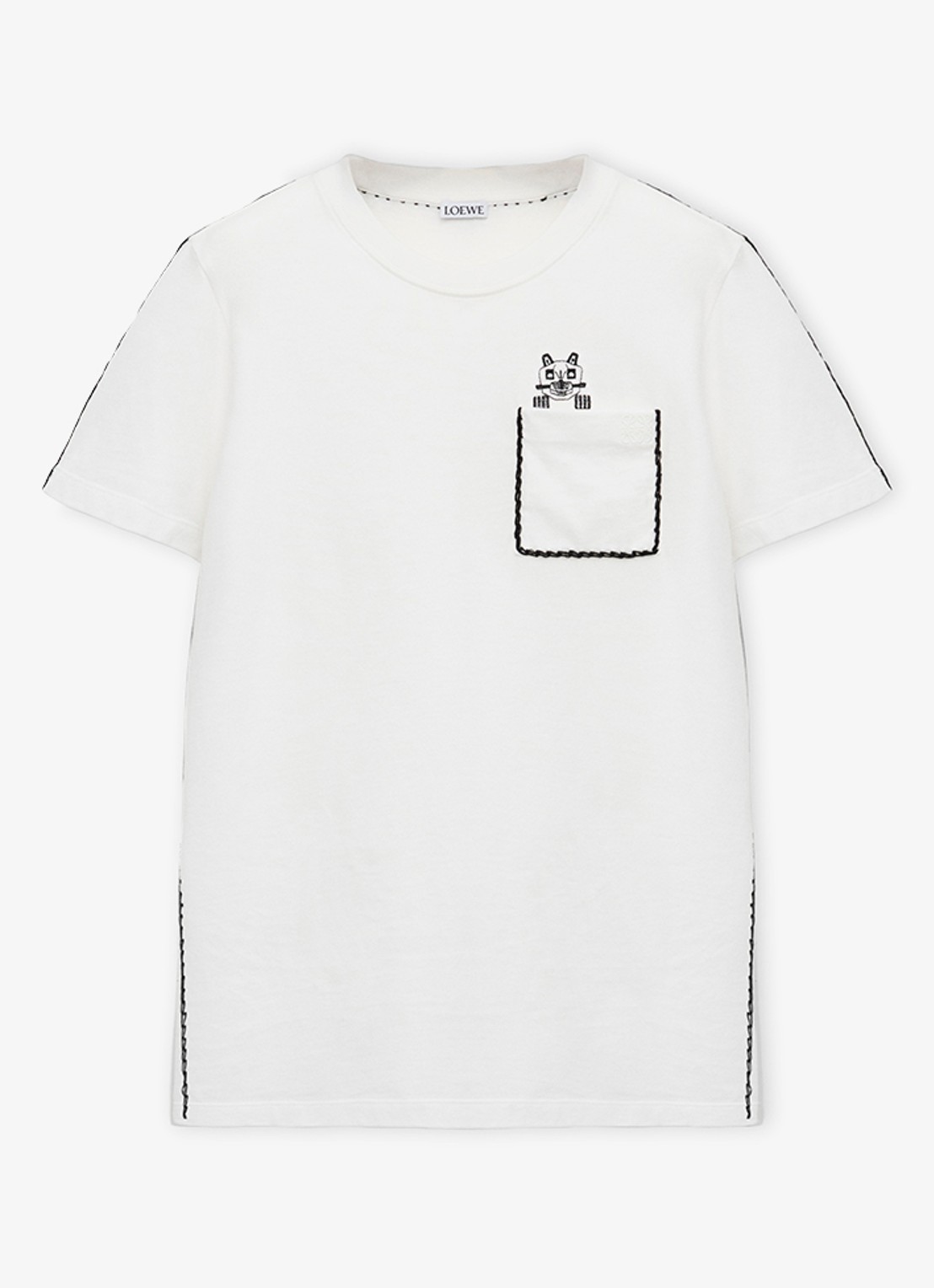 LOEWE T-shirt met borduring en borstzak - voorkant wit