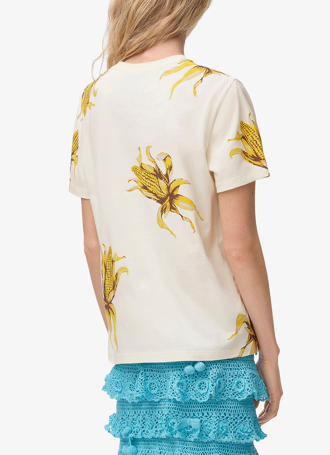 LOEWE T-shirt met logoborduring en strass - achterkant gebroken wit
