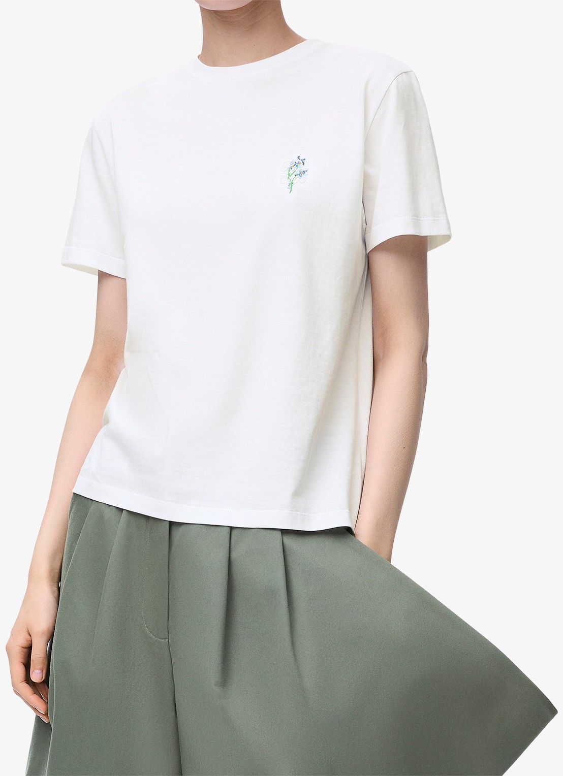 LOEWE T-shirt met logoborduring - detail 3 wit