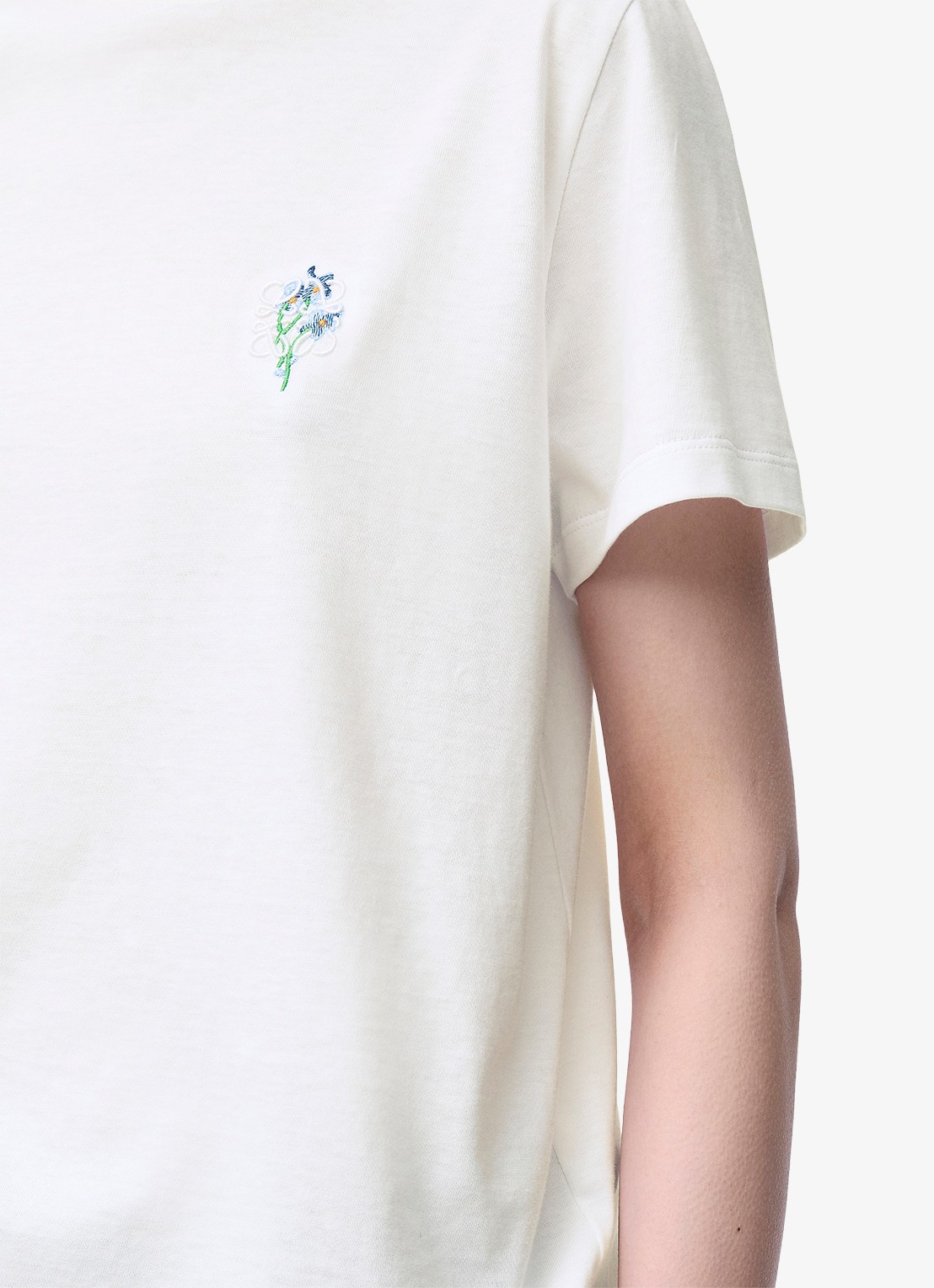 LOEWE T-shirt met logoborduring - detail 4 wit