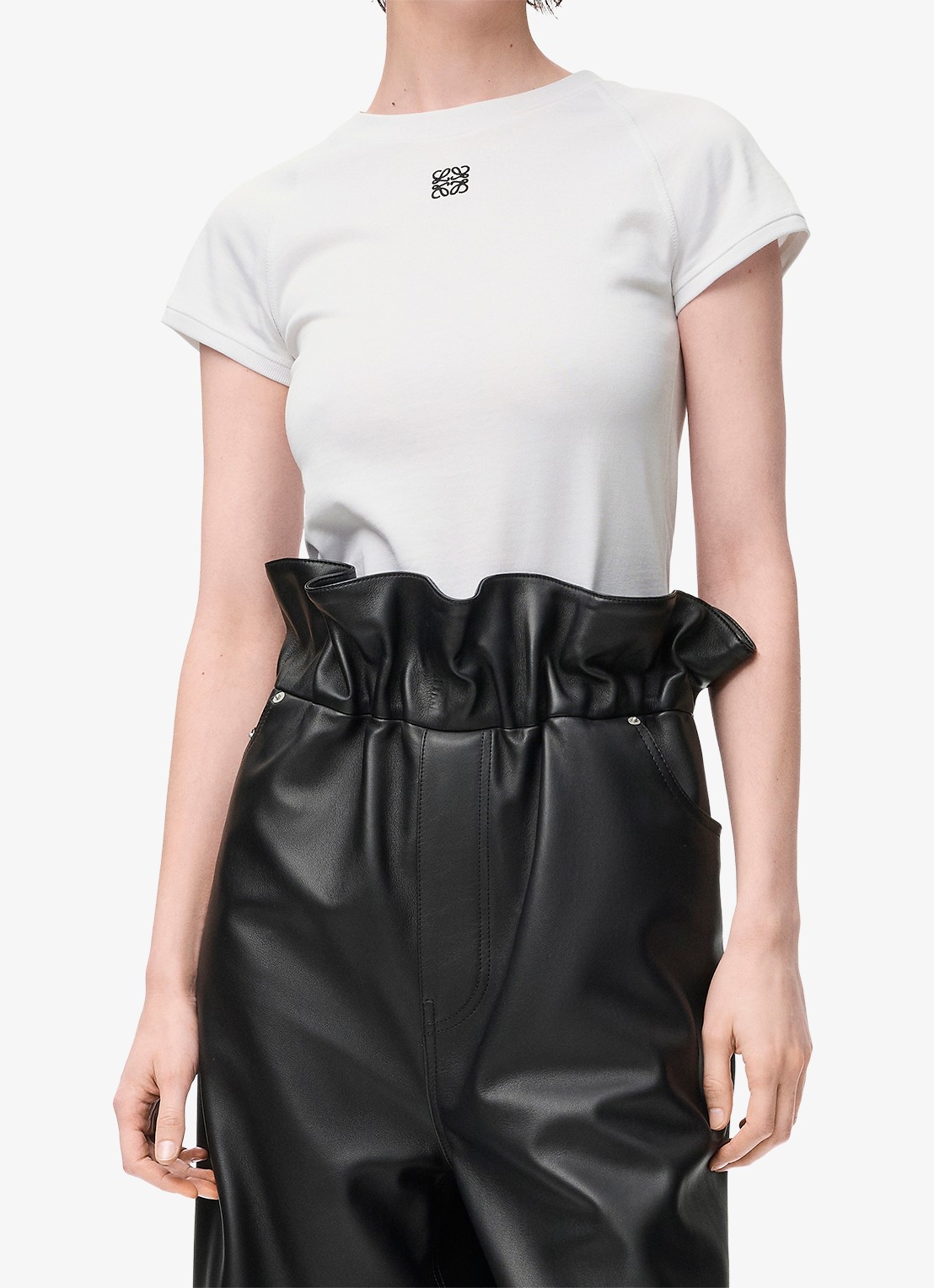 LOEWE T-shirt met logoborduring - detail 4 wit