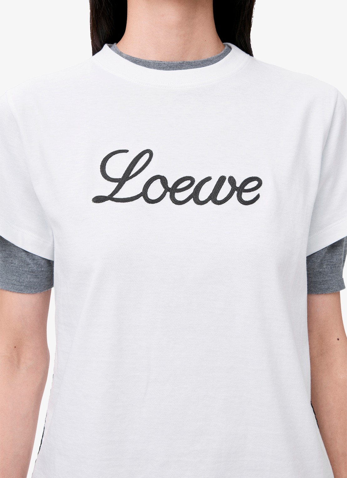 LOEWE T-shirt met logoborduring - detail 5 wit