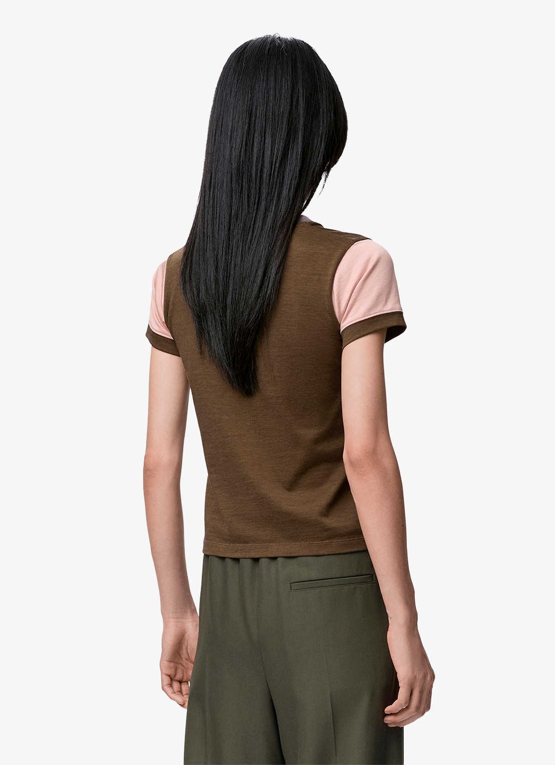 LOEWE T-shirt met logoborduring - achterkant 5 khaki