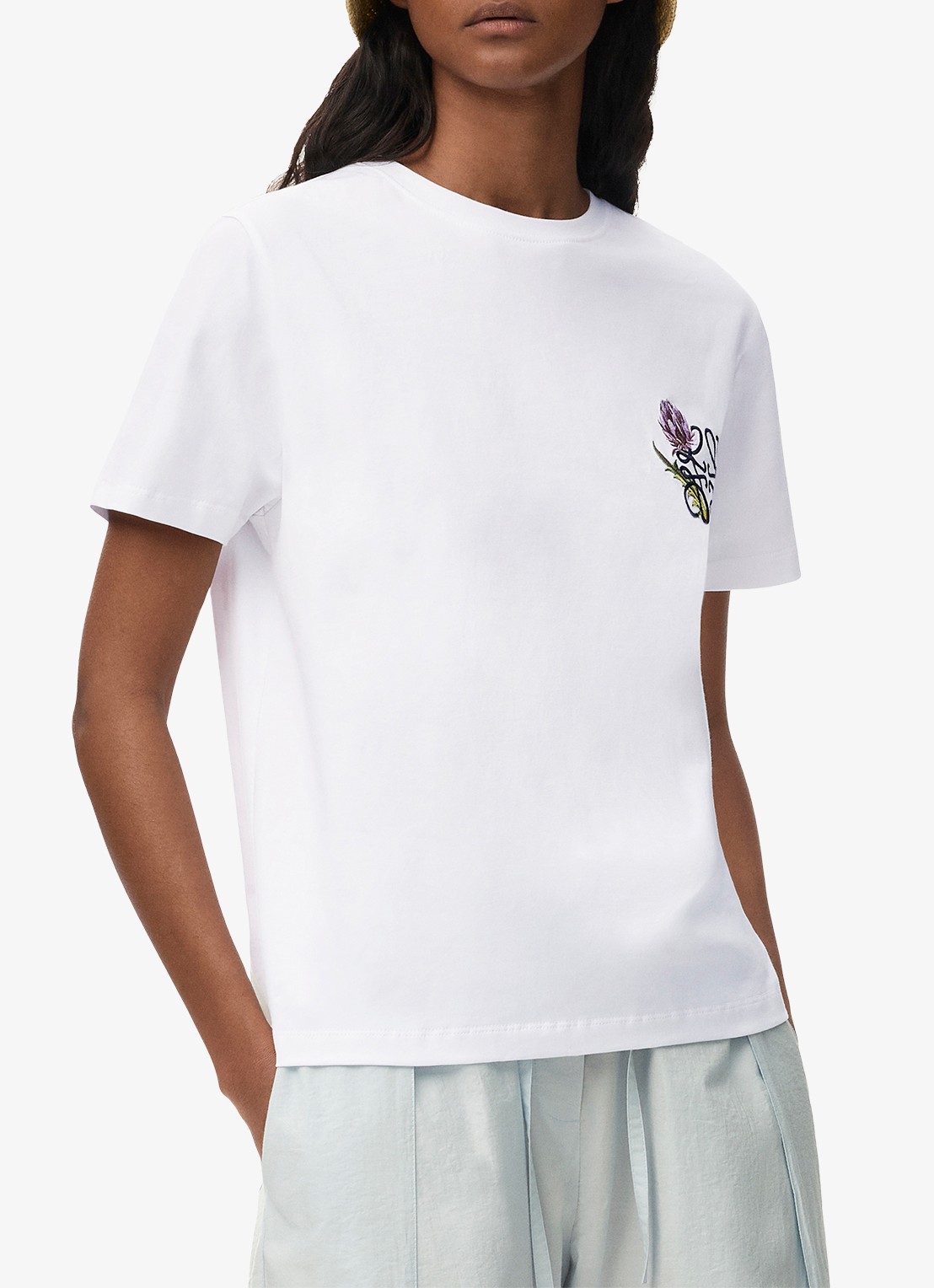 LOEWE T-shirt met logoborduring - detail 3 wit