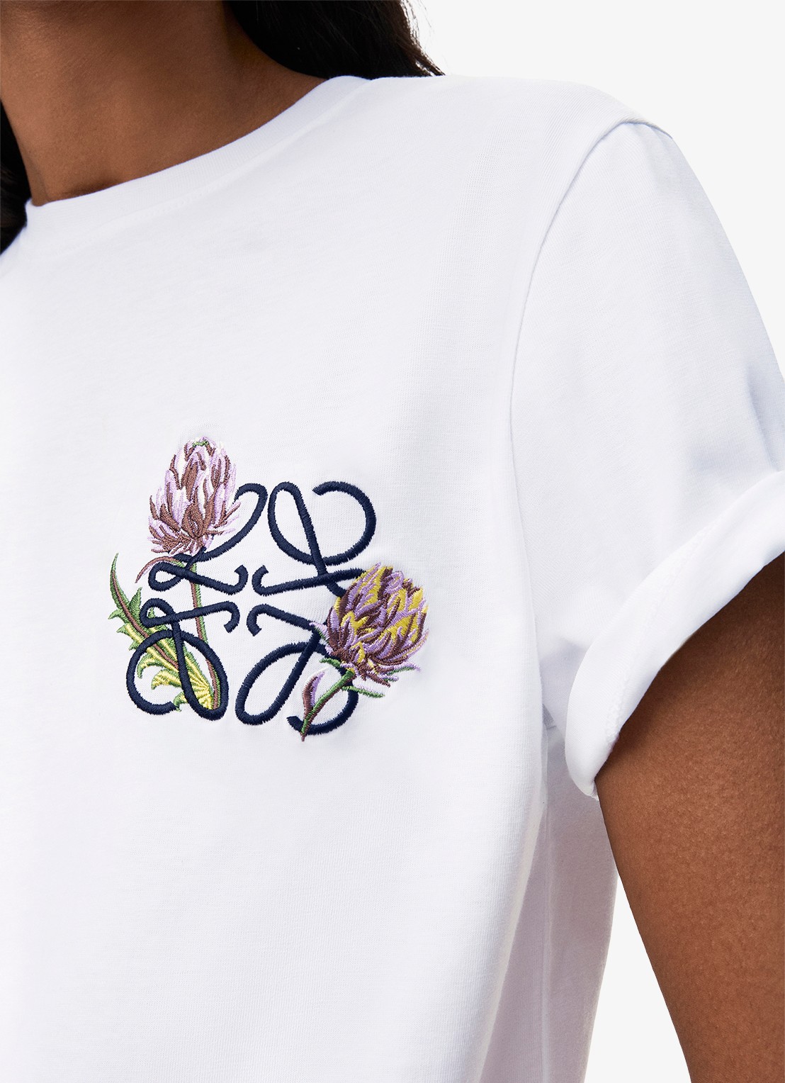 LOEWE T-shirt met logoborduring - detail 4 wit