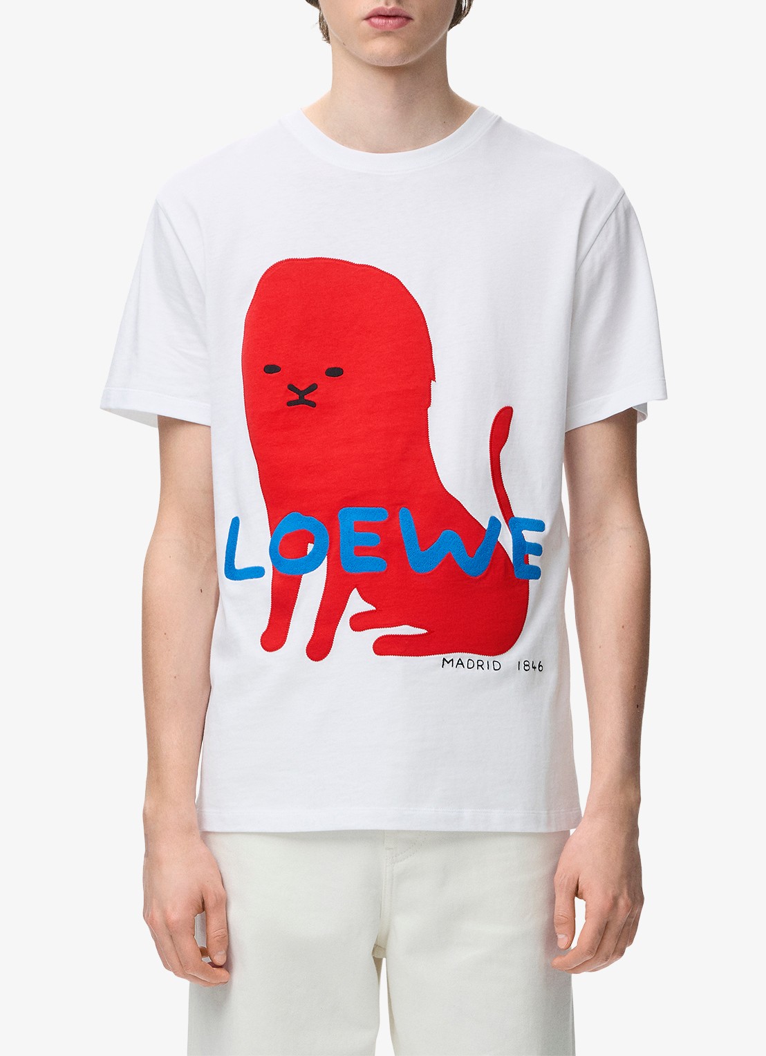 LOEWE T-shirt met logoborduring - detail 6 wit