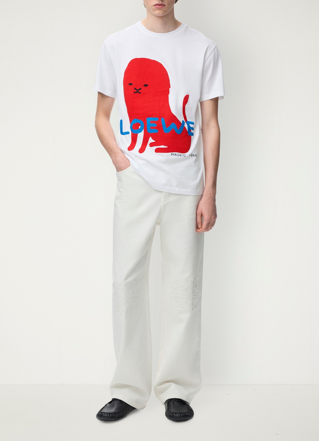 LOEWE T-shirt met logoborduring - detail 7 wit