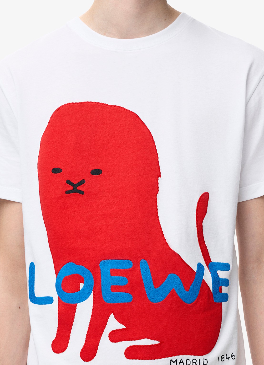 LOEWE T-shirt met logoborduring - detail 8 wit