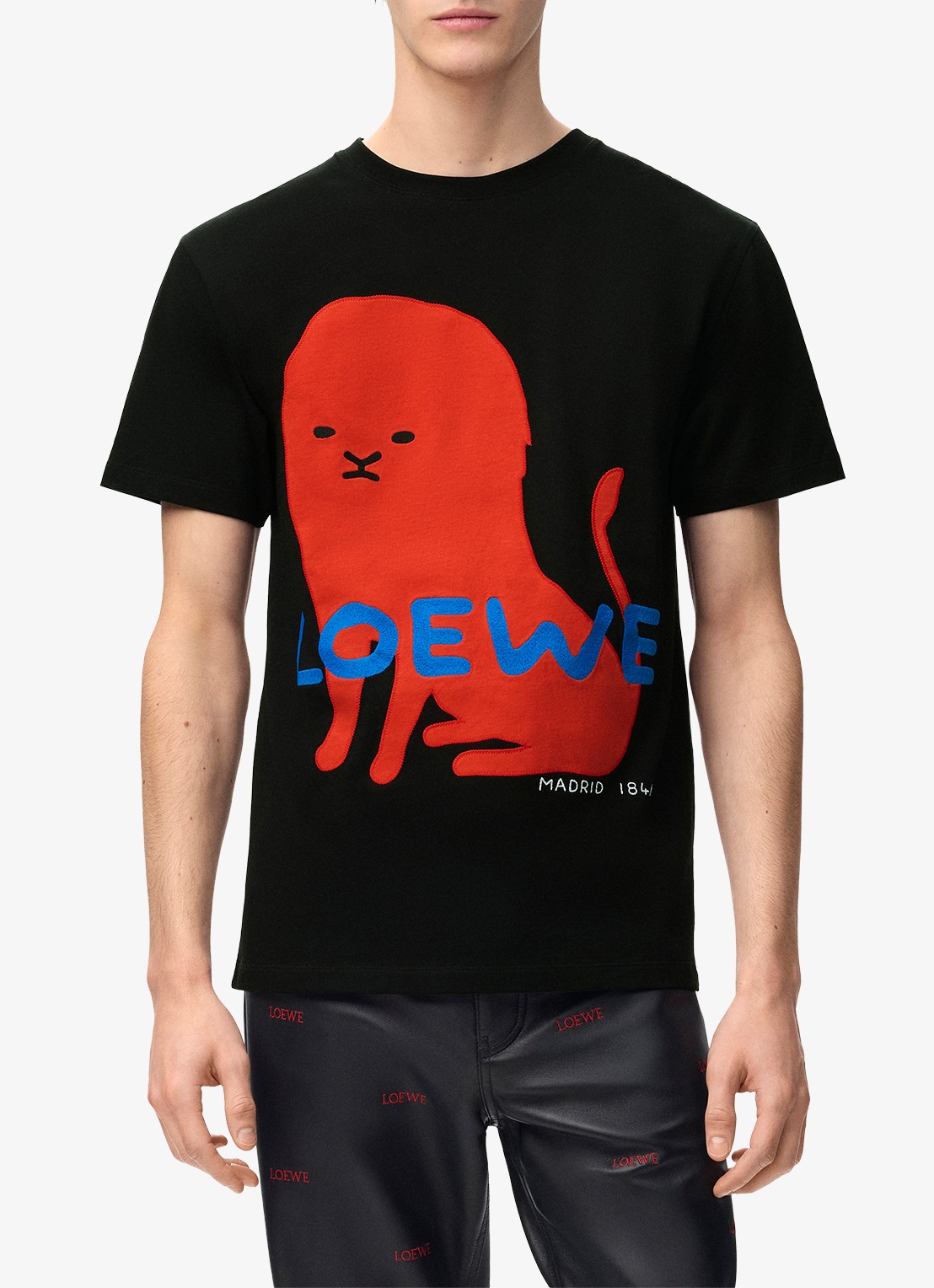 LOEWE T-shirt met logoborduring - detail 3 zwart