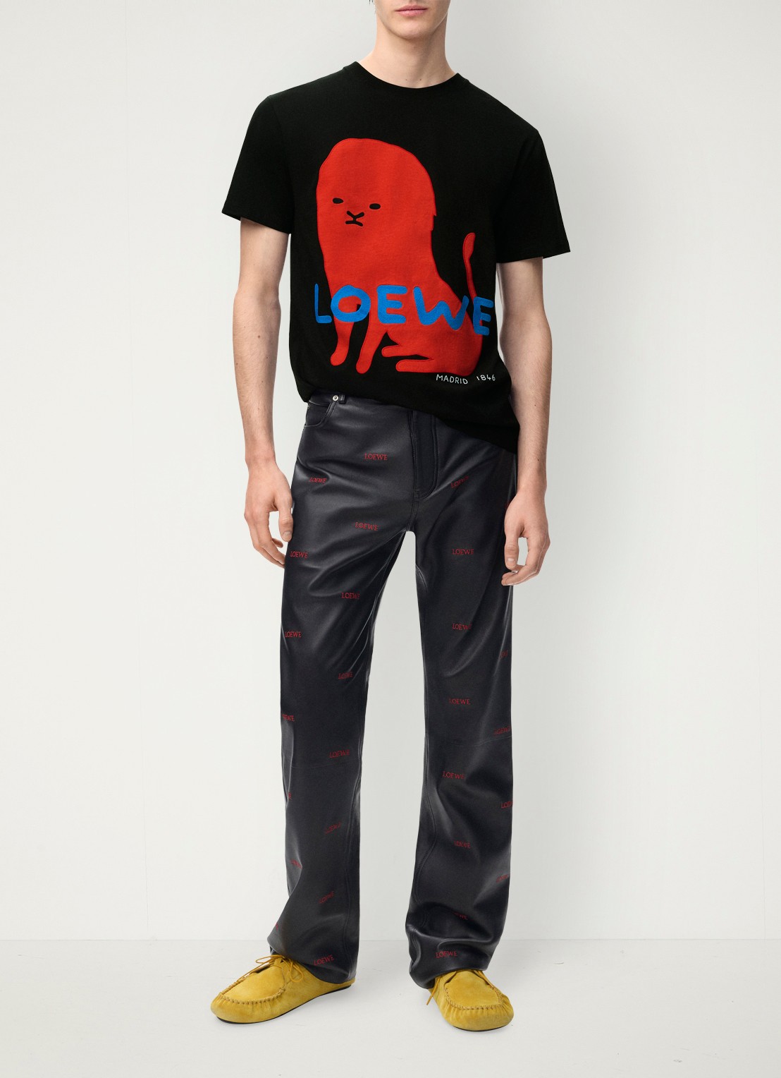 LOEWE T-shirt met logoborduring - detail 4 zwart