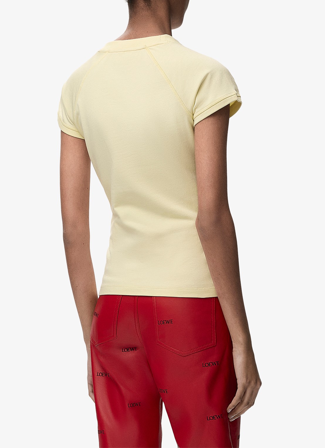 LOEWE T-shirt met logoborduring - achterkant lichtgeel
