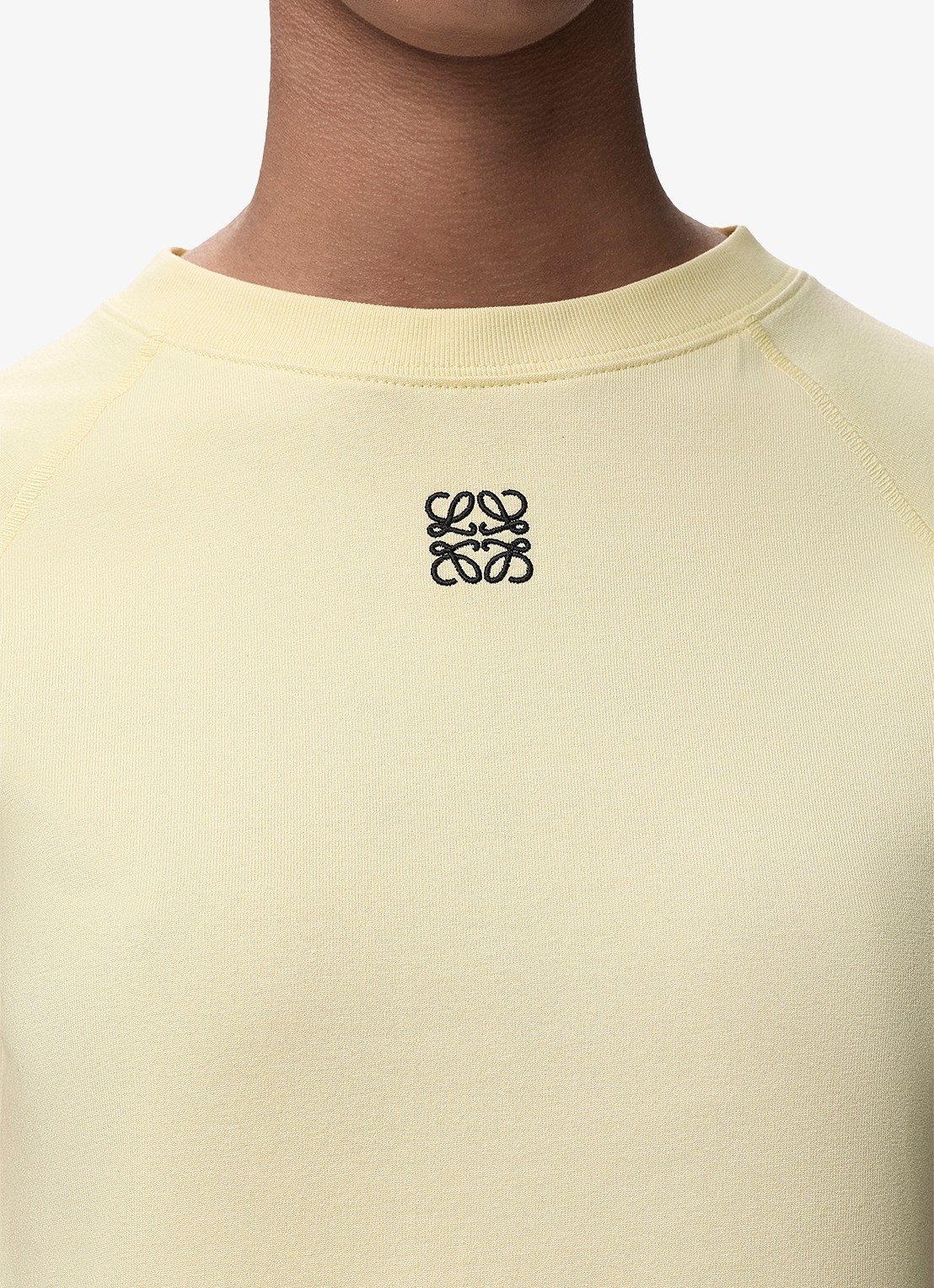 LOEWE T-shirt met logoborduring - detail 5 lichtgeel