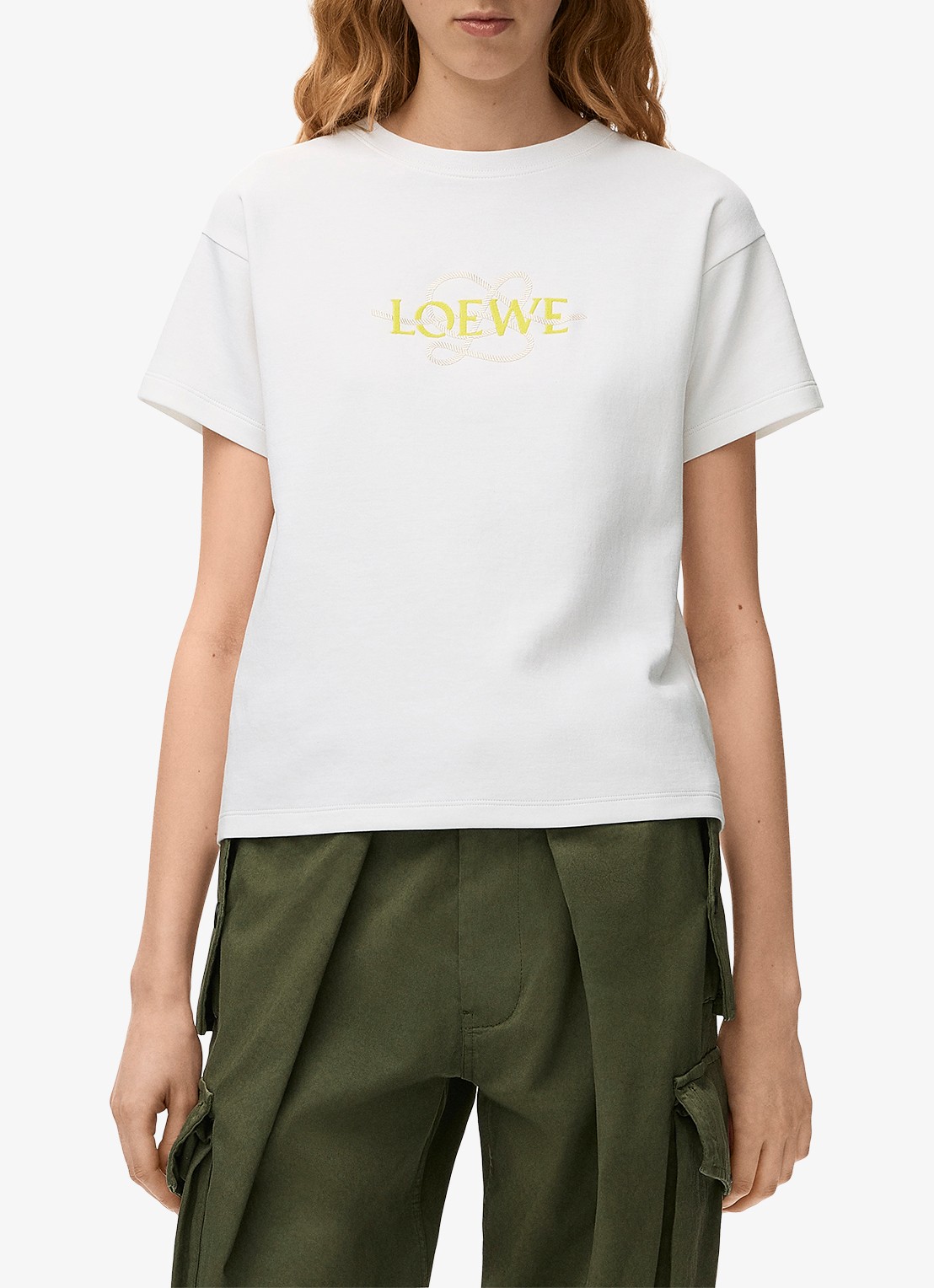 LOEWE T shirt met logoborduring - detail 4 wit