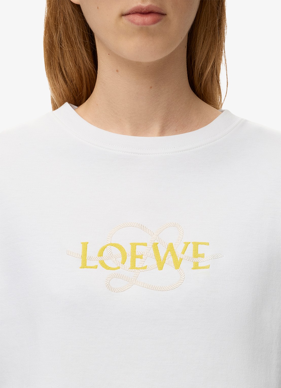 LOEWE T shirt met logoborduring - detail 5 wit