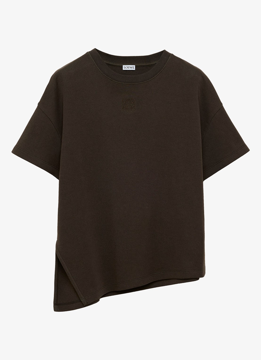 LOEWE T-shirt met zijsplit en logo - voorkant 3 bruin