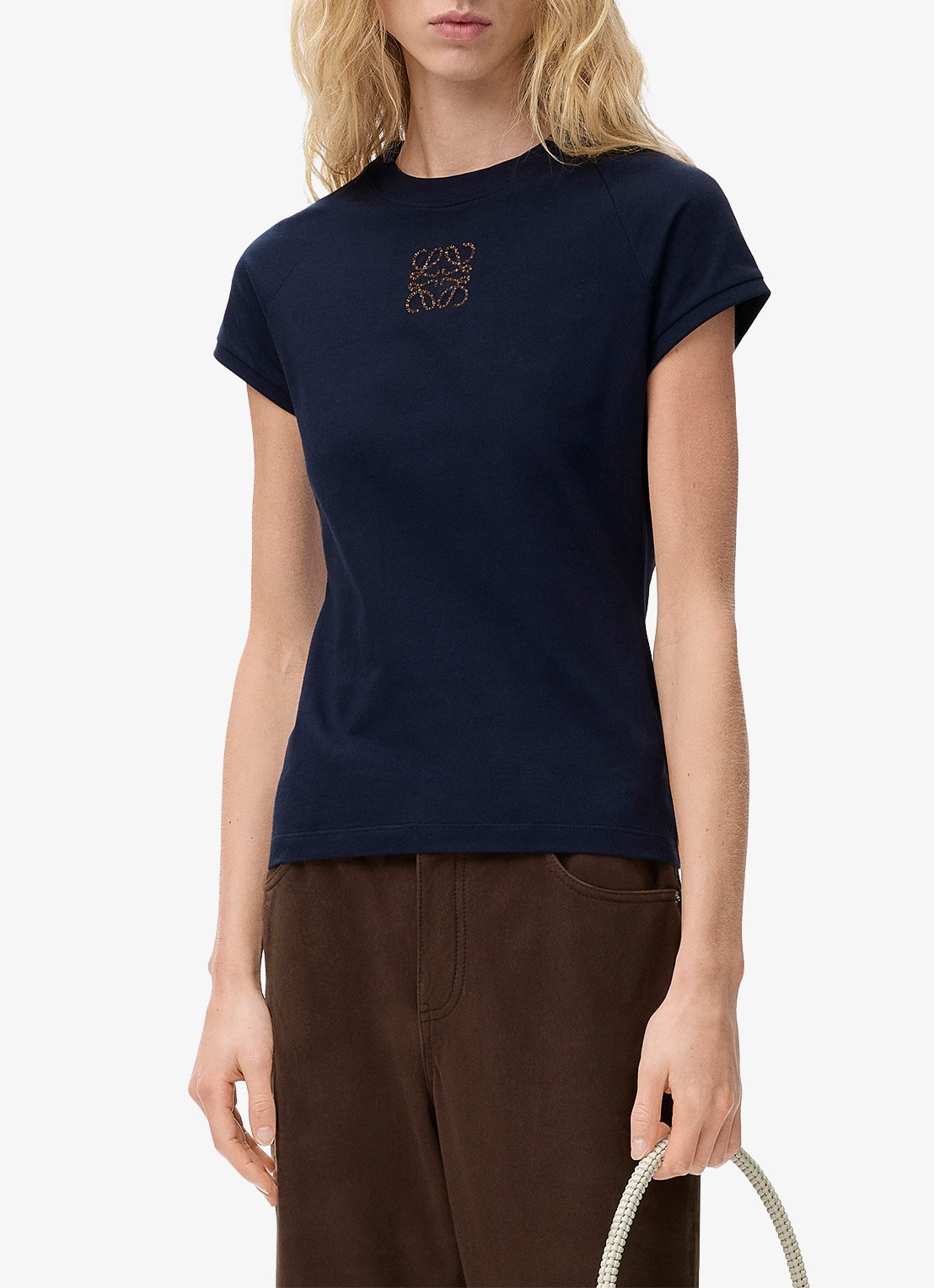 LOEWE T-shirts met logoborduring - detail 3 donkerblauw