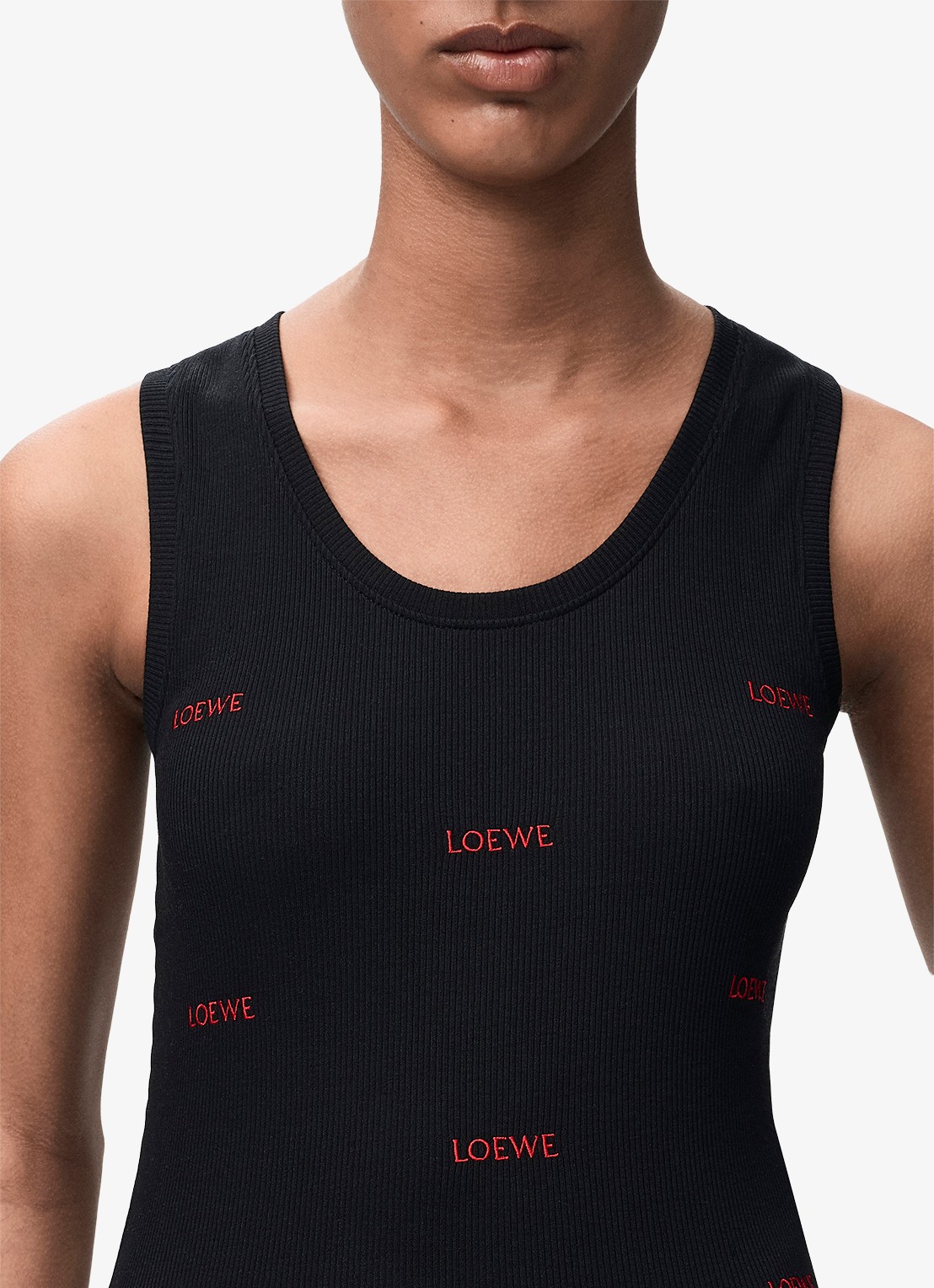 LOEWE Tanktop met logoprint - detail 4 zwart
