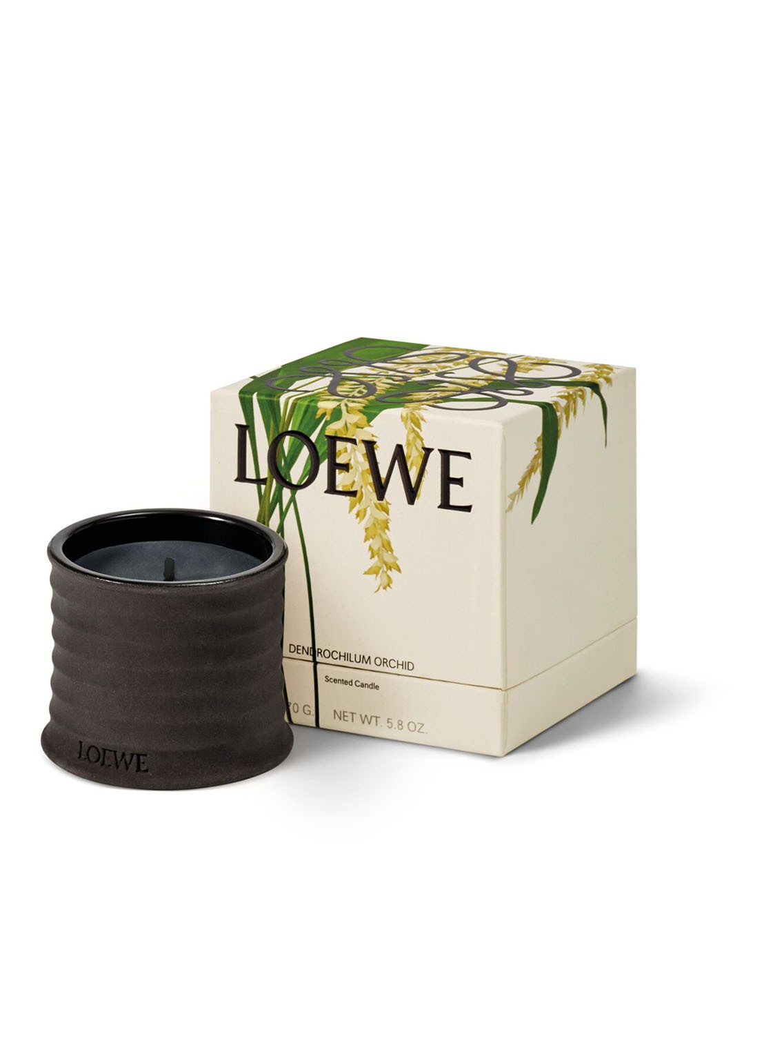 LOEWE Textured Candle - geurkaars 170 gram - voorkant 2 donkerbruin