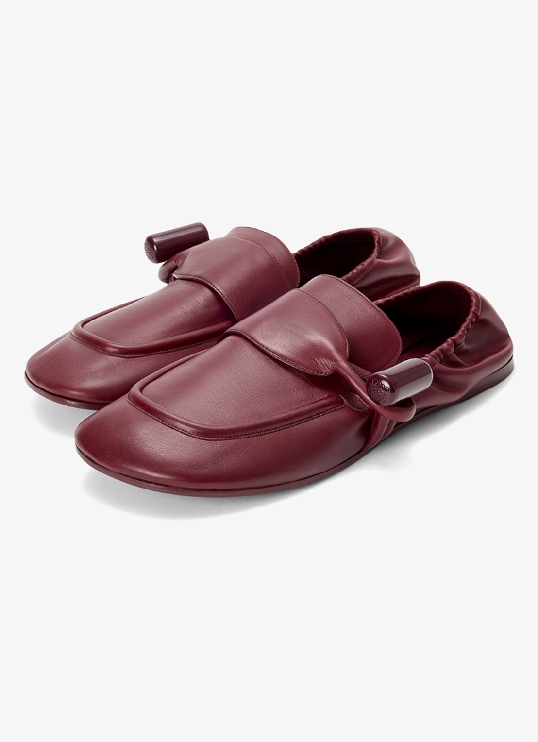 LOEWE Toggle loafer van kalfsleer - voorkant 2 donkerrood