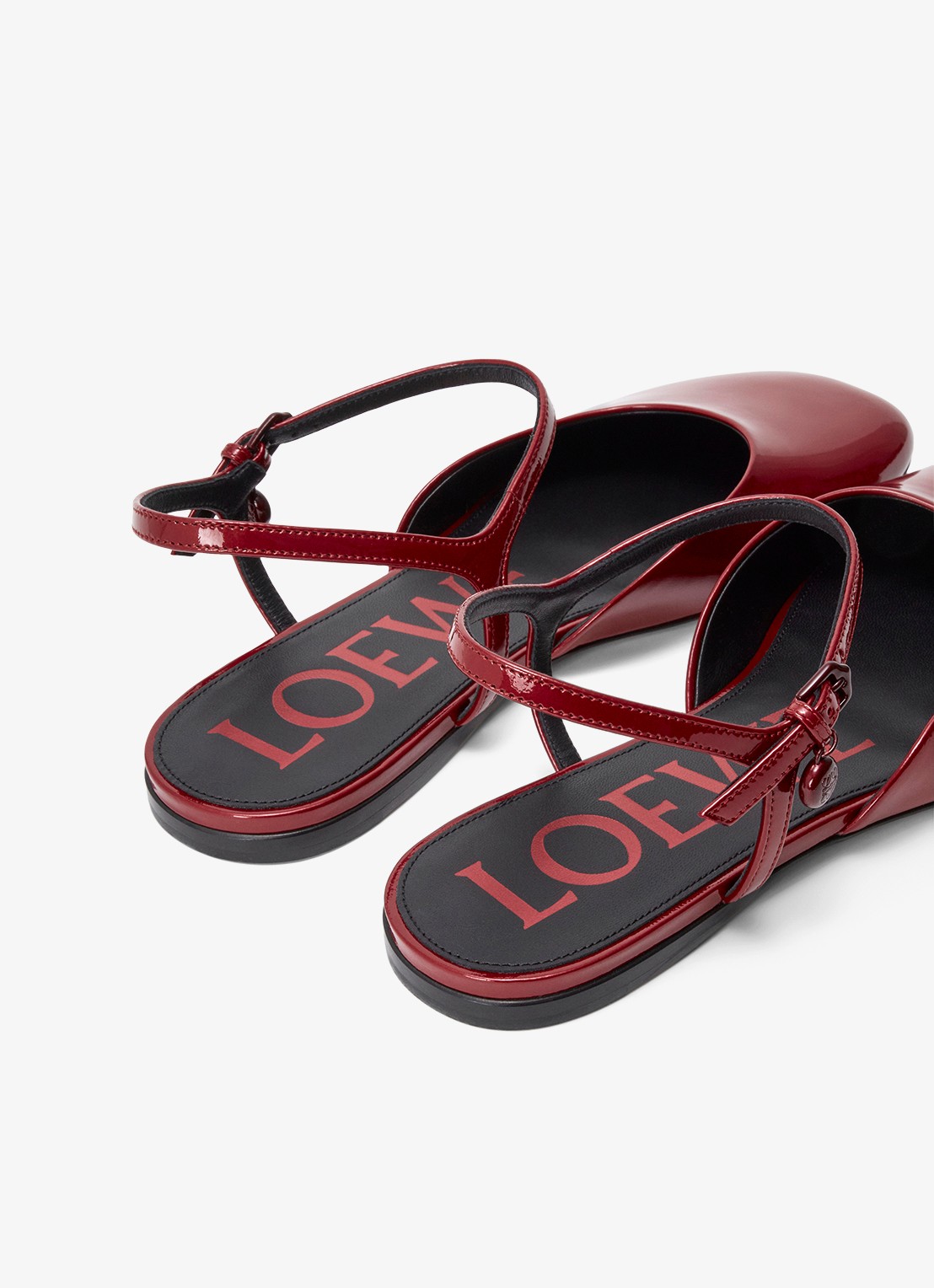LOEWE Toy sandaal van lakleer - achterkant 3 donkerrood