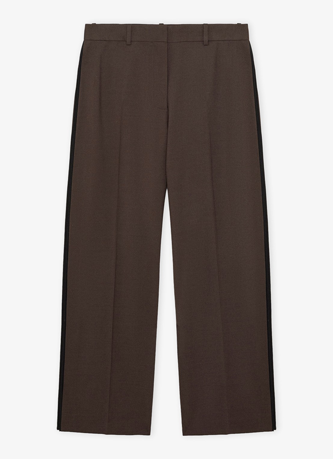 LOEWE Wide fit pantalon in wolblend met persplooi - voorkant bruin
