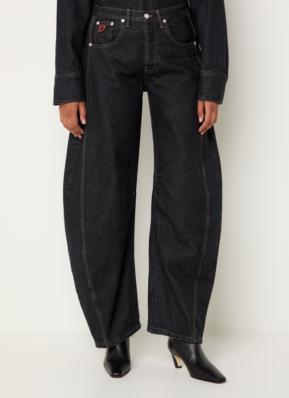 Lois Aliana high waist loose fit jeans met donkere wassing - detail 3 indigo