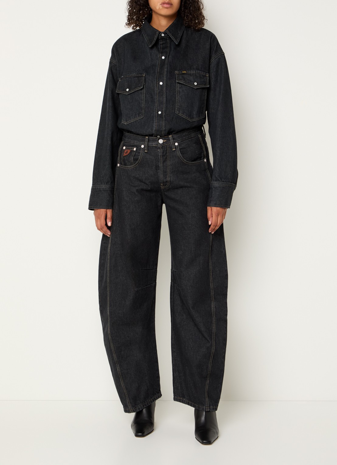 Lois Aliana high waist loose fit jeans met donkere wassing - voorkant 2 indigo