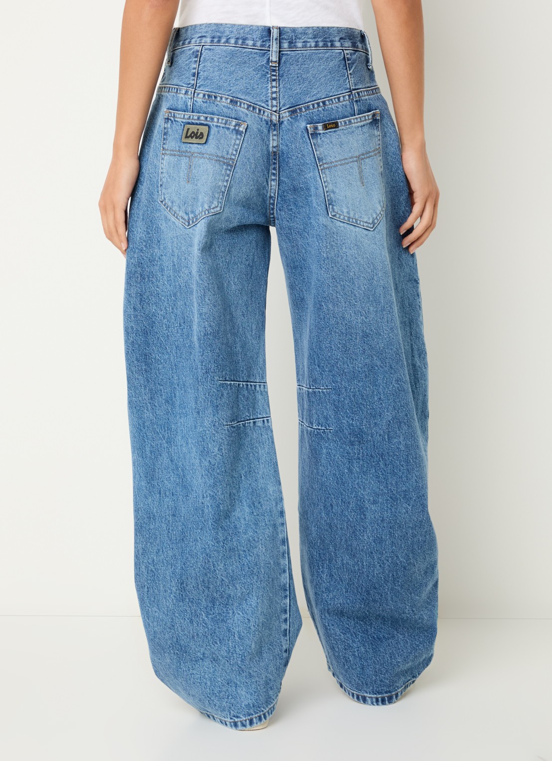 Lois Aliana high waist tapered fit broek met steekzakken - achterkant 3 lichtblauw