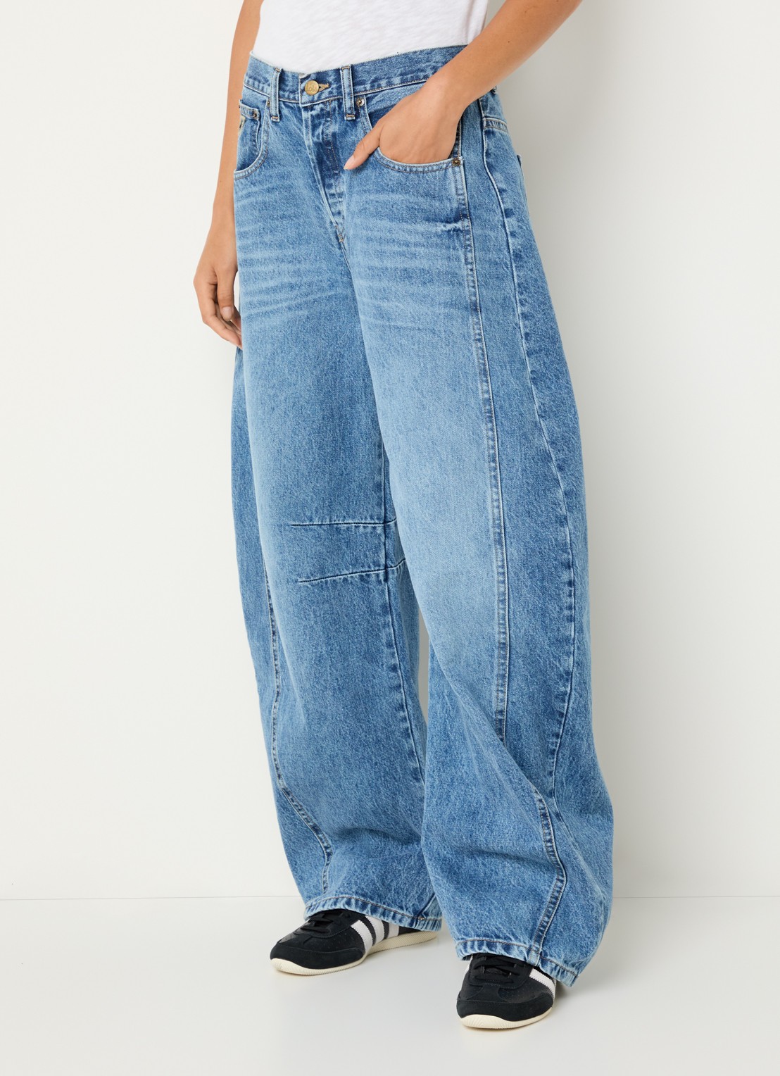 Lois Aliana high waist tapered fit broek met steekzakken - detail lichtblauw