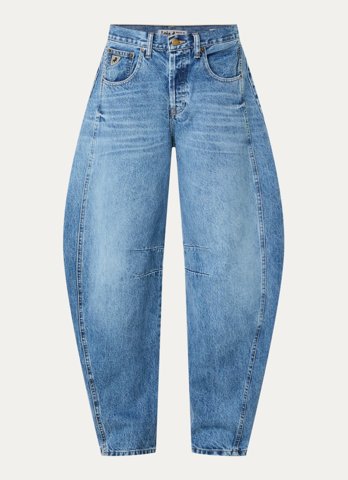 Lois Aliana high waist tapered fit broek met steekzakken - voorkant 4 lichtblauw
